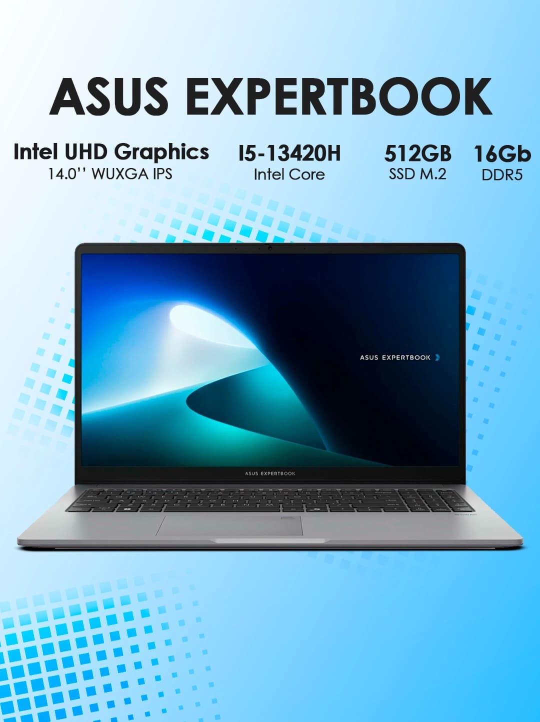 Noutbuk Asus Expertbook Essential P3405CVA I5-13420H 16GB DDR5 512GB 14,0" WUXGA IPS GREY