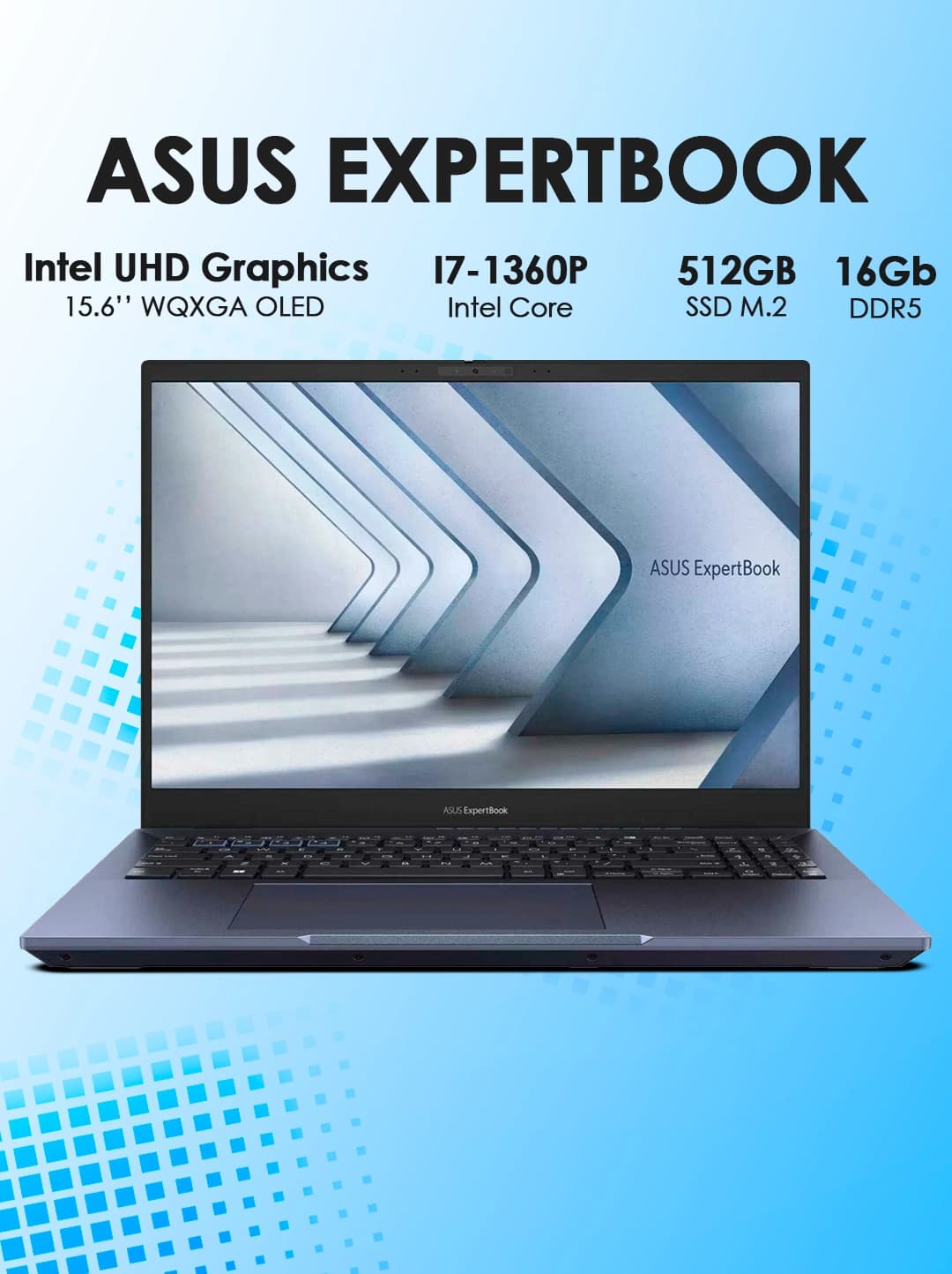 Noutbuk Asus Expertbook B5602CVA I7-1360P 16GB 512GB 16,0" OLED WQUXGA GLARE Backlit Star Black