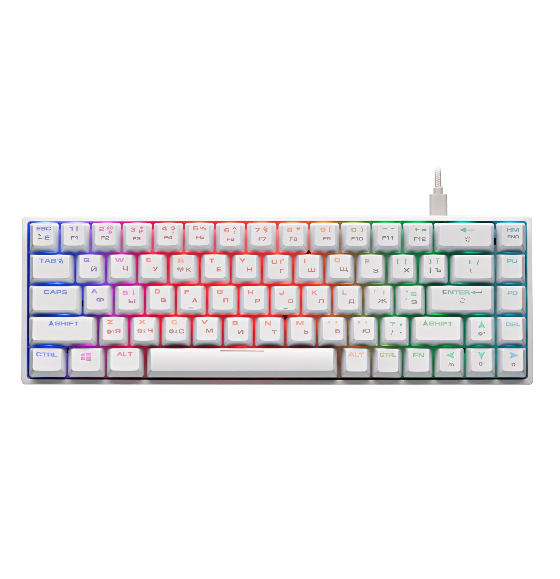Klaviatura 2E GAMING KG 380 RGB GATERON RED SWITCH BT/USB WHITE UKR