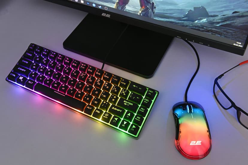 Клавиатура 2E GAMING KG 345 RGB 68 key USB Transparent UKR