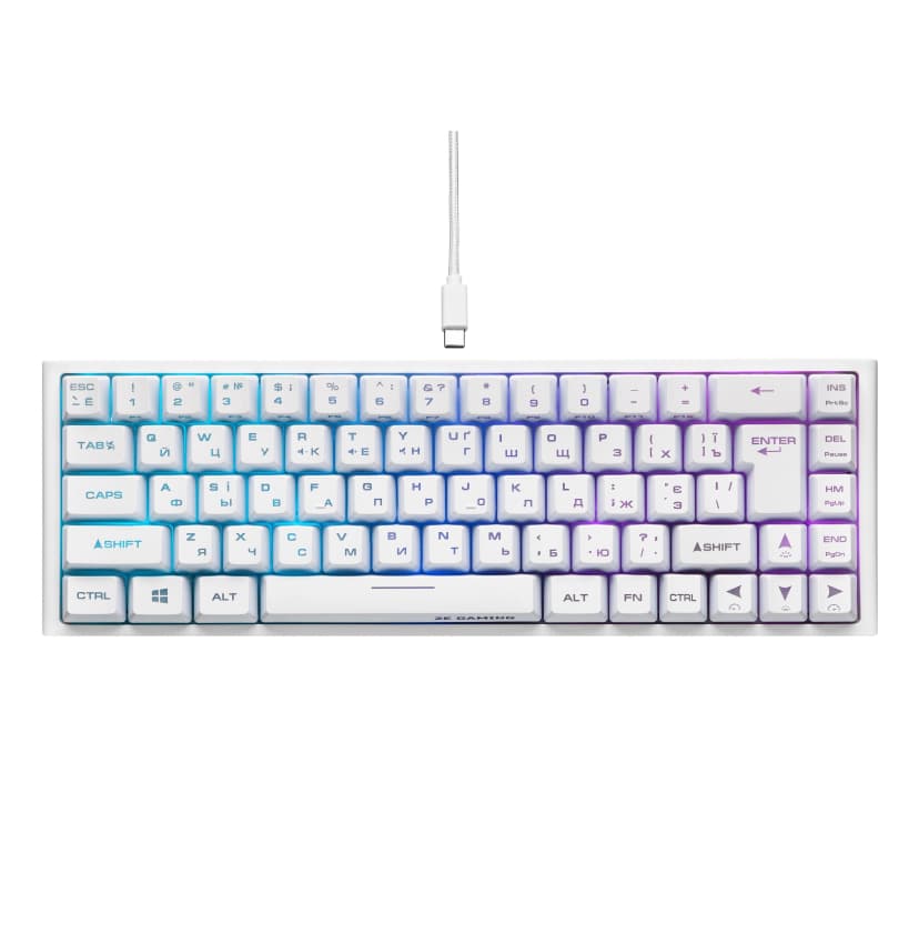 Клавиатура 2E KG 360 RGB White